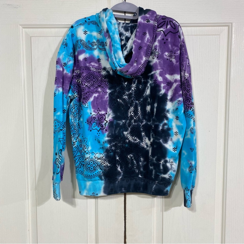 Elevenparis Pullover Hoodie M Multicolor Tie Dye Blue 100% Cotton  NWT - Picture 5 of 10